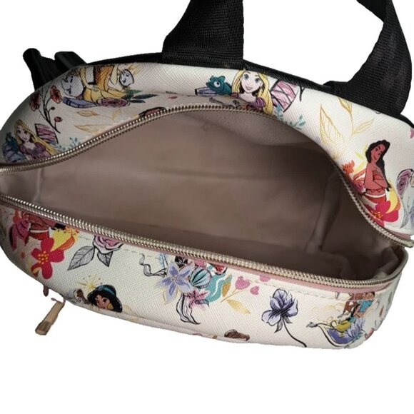 Disney Princesses BioWorld White/Pink Floral Mini Backpack 10" Faux Leather - Picture 5 of 11